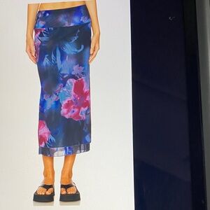 Free People Women’s Mesh Midi Skirt in Blue and Pink NWT
SMALL